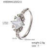Wholesale Women's Stainless Steel Zircon Full Diamond Ring With 18K Gold Electroplated Tail And Food Finger Rings In Geometric Style