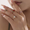 Wholesale Women's Stainless Steel Zircon Full Diamond Ring With 18K Gold Electroplated Tail And Food Finger Rings In Geometric Style