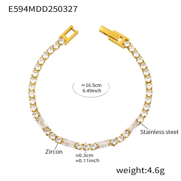 Wholesale Women's 316L Stainless Steel Zircon Geometric Multicolor Electroplated Luxury Bracelet Jewelry