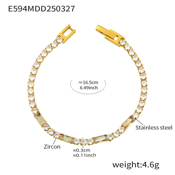 Wholesale Women's 316L Stainless Steel Zircon Geometric Multicolor Electroplated Luxury Bracelet Jewelry