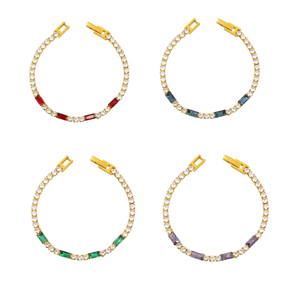 Wholesale Women's 316L Stainless Steel Zircon Geometric Multicolor Electroplated Luxury Bracelet Jewelry