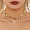 Wholesale Women's Stainless Steel Zircon Geometric Splicing Light Luxury Style Handinlaid Necklace Plated With Real Gold