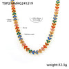 Wholesale Women's Stainless Steel Zircon Geometric Splicing Light Luxury Style Handinlaid Necklace Plated With Real Gold