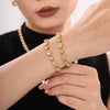 Wholesale Women's 316L Stainless Steel Zircon Gypsophila Handmade Pvd Plated Geometric Pattern Bracelet Jewelry