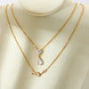 Wholesale Women's Stainless Steel Zircon Heart And Drop Shape Pendant Necklace With Oshaped Chain 18K Gold Plated Ins Style Minimalist