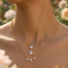 Wholesale Women's Stainless Steel Zircon Heart And Drop Shape Pendant Necklace With Oshaped Chain 18K Gold Plated Ins Style Minimalist