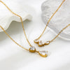 Wholesale Women's Stainless Steel Zircon Heart And Drop Shape Pendant Necklace With Oshaped Chain 18K Gold Plated Ins Style Minimalist