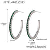 Wholesale Women's Stainless Steel Zircon Inlaid Geometric U Shape Light Luxury Style Circle Earrings With Electroplating Treatment