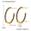 Wholesale Women's Stainless Steel Zircon Inlaid Geometric U Shape Light Luxury Style Circle Earrings With Electroplating Treatment
