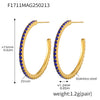Wholesale Women's Stainless Steel Zircon Inlaid Geometric U Shape Light Luxury Style Circle Earrings With Electroplating Treatment