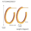 Wholesale Women's Stainless Steel Zircon Inlaid Geometric U Shape Light Luxury Style Circle Earrings With Electroplating Treatment