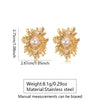 Wholesale Women's Stamped Flower Pearl Stainless Steel Earrings Retro Stylish Jewelry