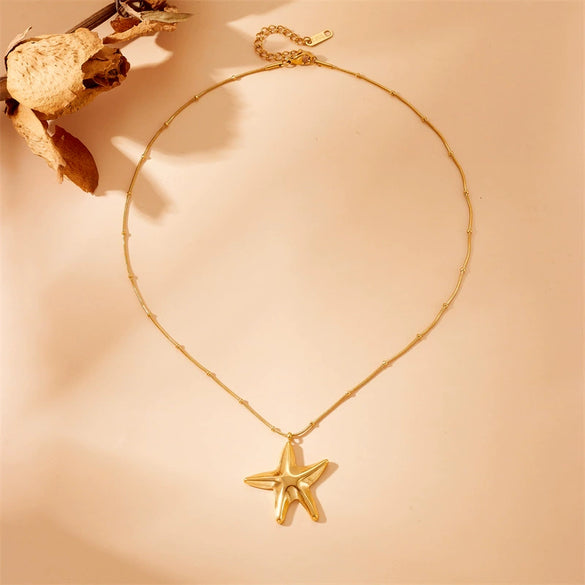 Wholesale Women's Star Shape Stainless Steel Electroplated Snake Bone Chain Necklace