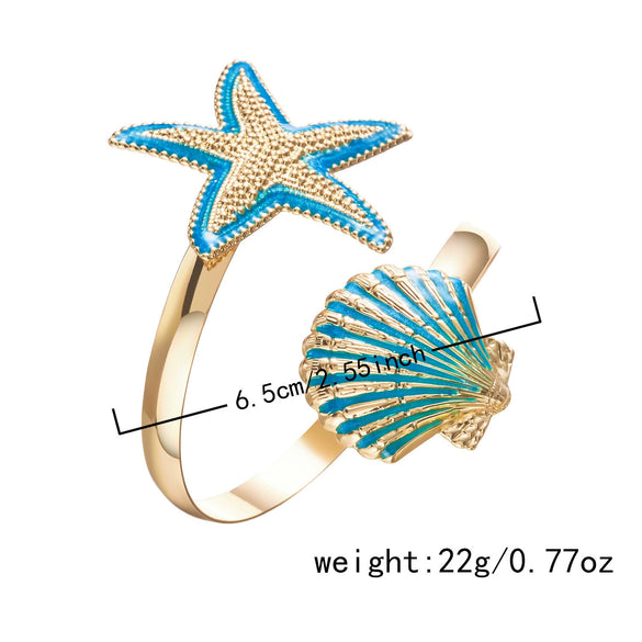 Wholesale Women's Starfish Shell Bracelet Alloy Electroplated Bohemian Vacation Minimalist Jewelry