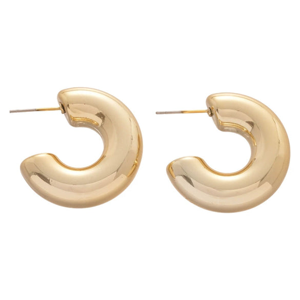 Wholesale Women's Steel Needle Metal C Shaped Geometric Earrings With Electroplating Treatment