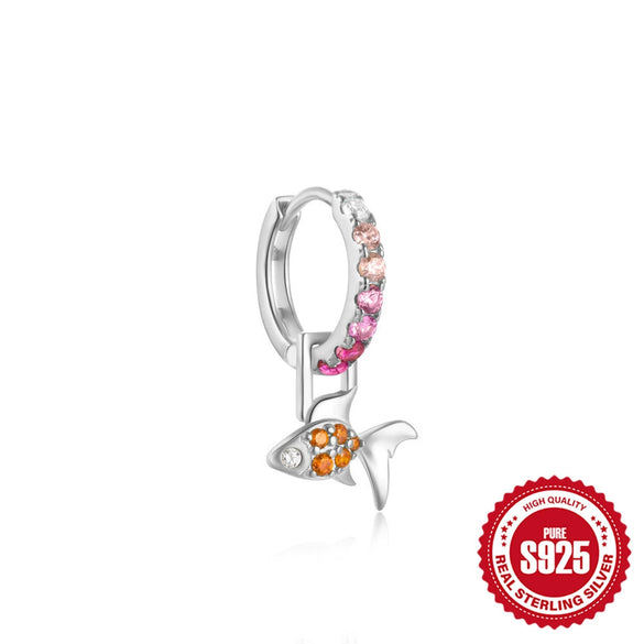 Wholesale Women's 925 Sterling Silver Animal Goldfish Charm Earrings With Electroplating Treatment