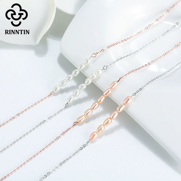 Wholesale Women's 925 Sterling Silver Anklet With Natural Millet Beads And Fresh Water Pearl In Geometric Style