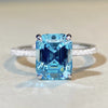 Wholesale Women's 925 Sterling Silver Aquamarine Emerald Cut Geometric Ring Plated Pt950 Gold