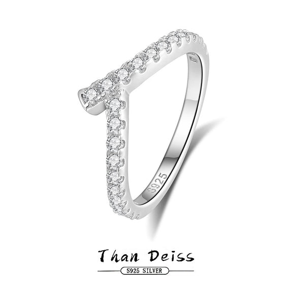 Wholesale Women's 925 Sterling Silver Asymmetric Cross Single Row Zircon Ring With Diamond Design And Geometric Style