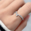 Wholesale Women's 925 Sterling Silver Asymmetric Cross Single Row Zircon Ring With Diamond Design And Geometric Style
