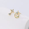 Wholesale Women's 925 Sterling Silver Asymmetric Star Earrings With Electroplating And Colorful Zircon