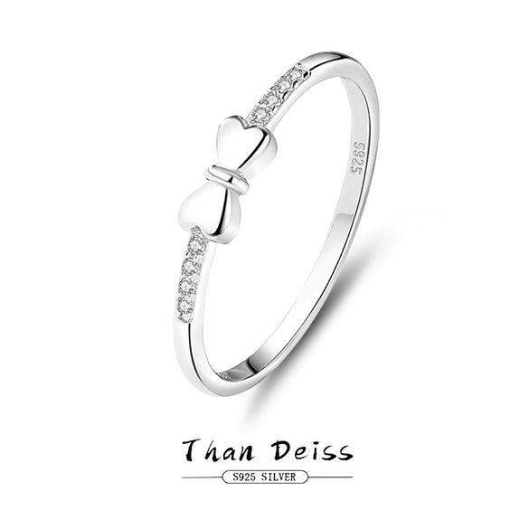 Wholesale Women's 925 Sterling Silver Bow Ring With Electroplating Treatment Small Fresh Style