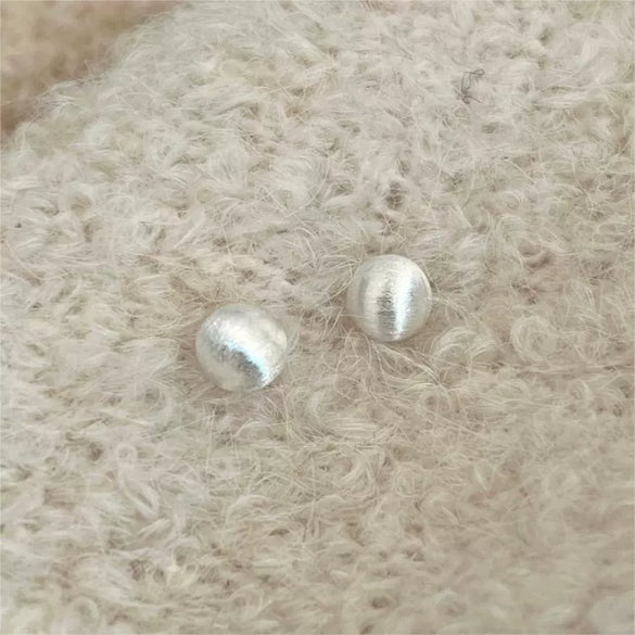 Wholesale Women's 925 Sterling Silver Brushed Ball Earrings With Geometric Style And Letter Number Text Pattern Electroplated