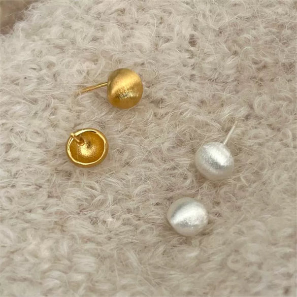 Wholesale Women's 925 Sterling Silver Brushed Ball Earrings With Geometric Style And Letter Number Text Pattern Electroplated