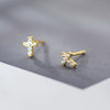 Wholesale Women's 925 Sterling Silver Cross Earrings With Mini Diamond Plated 14K Gold Base And Simple Style