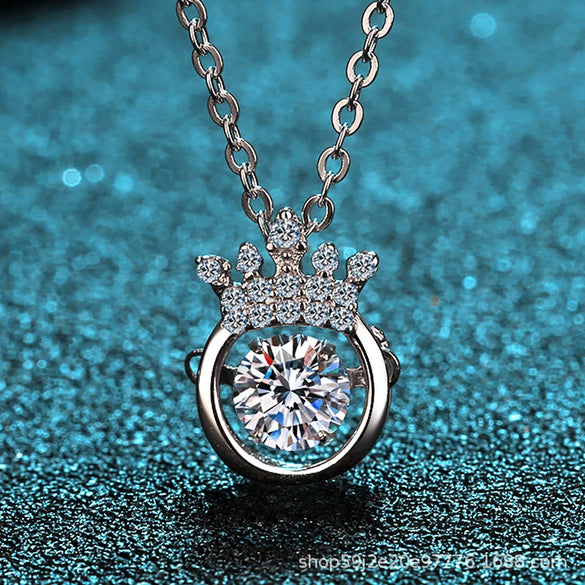 Wholesale Women's 925 Sterling Silver Crown Pendant Necklace With Electroplating And Cross Car Flower Chain