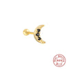 Wholesale Women's Sterling Silver Cute Mini Star Moon Puncture Thread Ear Nails With Electroplating