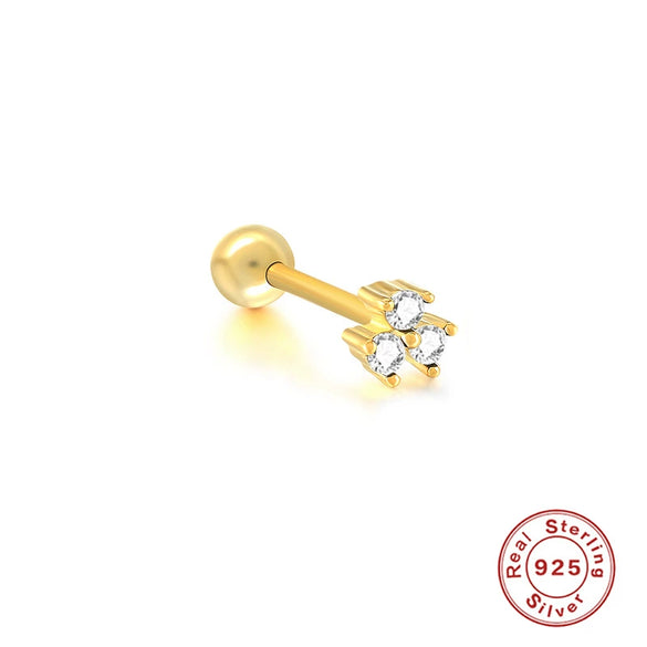 Wholesale Women's Sterling Silver Cute Mini Star Moon Puncture Thread Ear Nails With Electroplating