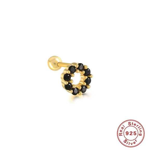 Wholesale Women's Sterling Silver Cute Mini Star Moon Puncture Thread Ear Nails With Electroplating