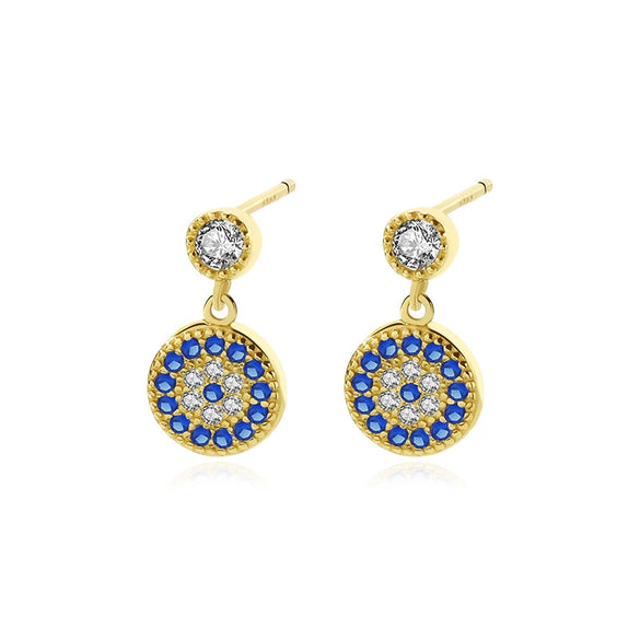 Wholesale Women's 925 Sterling Silver Demon Eye Geometric Personality Earrings With Electroplating