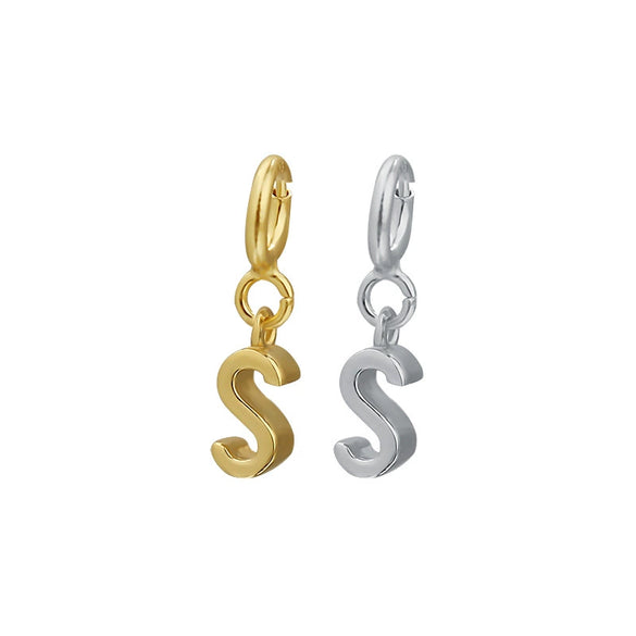 Wholesale Women's 925 Sterling Silver Detachable Letter Earrings Geometric Style Electroplated
