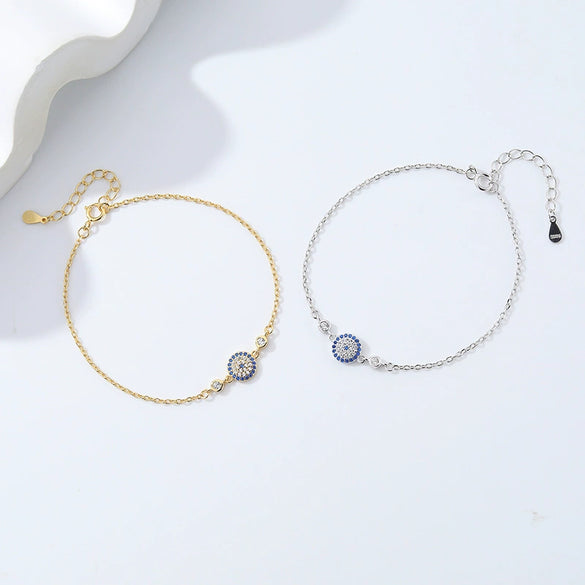 Wholesale Women's 925 Sterling Silver Devil's Eye Geometric Microinlaid Zircon Bracelet