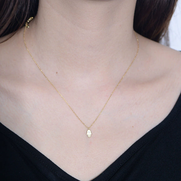 Wholesale Women's 925 Sterling Silver Diamond Fatima Palm Pendant Necklace With Cross Chain