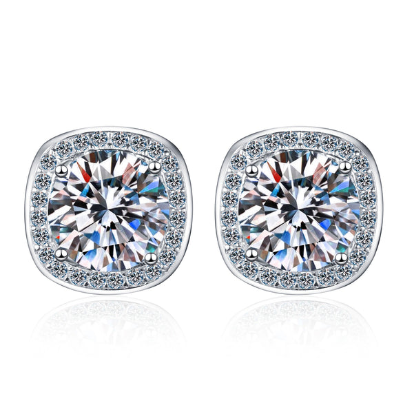 Wholesale Women's 925 Sterling Silver Earrings Pt950 Gold Plated With Leaf Pattern And Micro Inlay Moissanite
