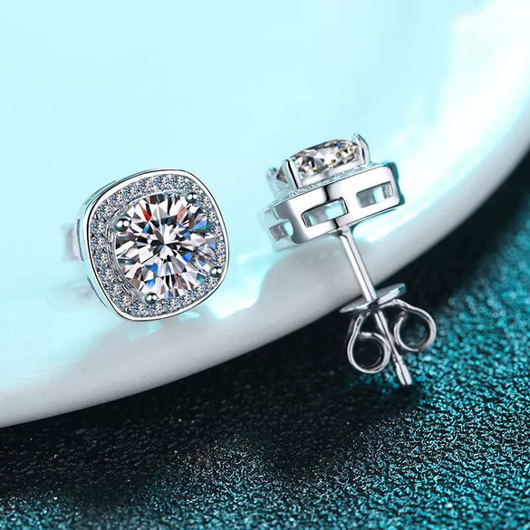 Wholesale Women's 925 Sterling Silver Earrings Pt950 Gold Plated With Leaf Pattern And Micro Inlay Moissanite