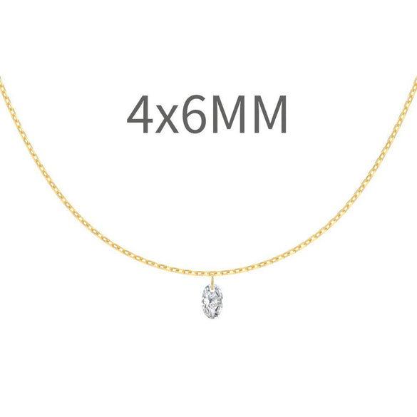 Wholesale Women's 925 Sterling Silver Eggshaped Geometric Mermaid Eye Pendant Clavicle Chain Necklace With Electroplating