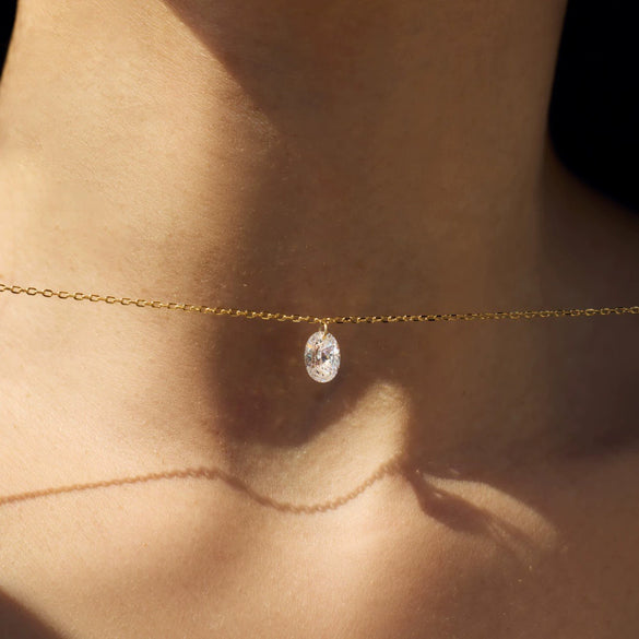 Wholesale Women's 925 Sterling Silver Eggshaped Geometric Mermaid Eye Pendant Clavicle Chain Necklace With Electroplating