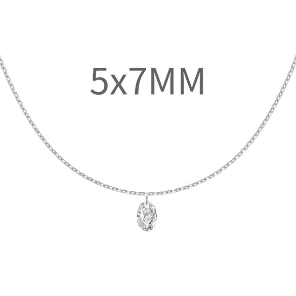 Wholesale Women's 925 Sterling Silver Eggshaped Geometric Mermaid Eye Pendant Clavicle Chain Necklace With Electroplating