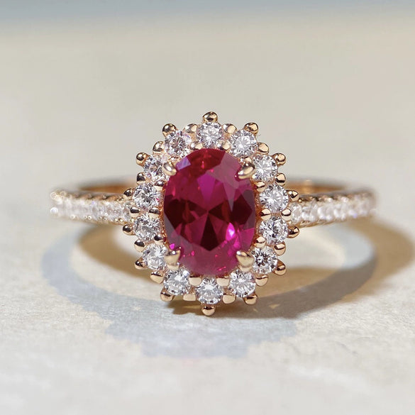 Wholesale Women's 925 Sterling Silver Elegant Geometric Pigeon Egg Red Treasure Zircon Ring With Electroplating