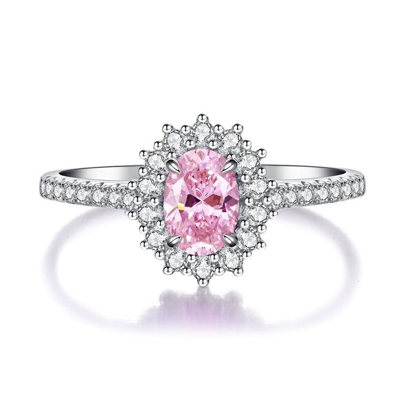 Wholesale Women's 925 Sterling Silver Elegant Geometric Pigeon Egg Red Treasure Zircon Ring With Electroplating