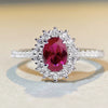 Wholesale Women's 925 Sterling Silver Elegant Geometric Pigeon Egg Red Treasure Zircon Ring With Electroplating