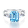 Wholesale Women's 925 Sterling Silver Emerald Cut Zircon Ring With Geometric Pattern And Electroplating Treatment