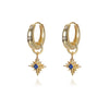 Wholesale Women's 925 Sterling Silver Fashion Vintage Geometric Star Sapphire Zircon Earrings With Electroplating