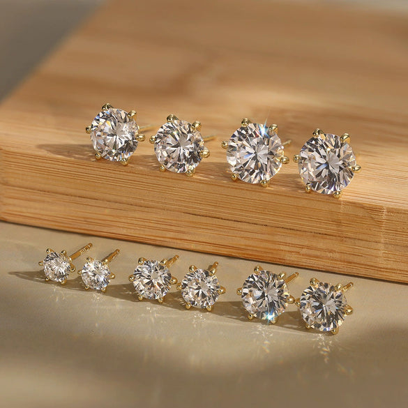 Wholesale Women's 925 Sterling Silver Flashing Antifalling Zircon Geometric Earrings With Electroplating