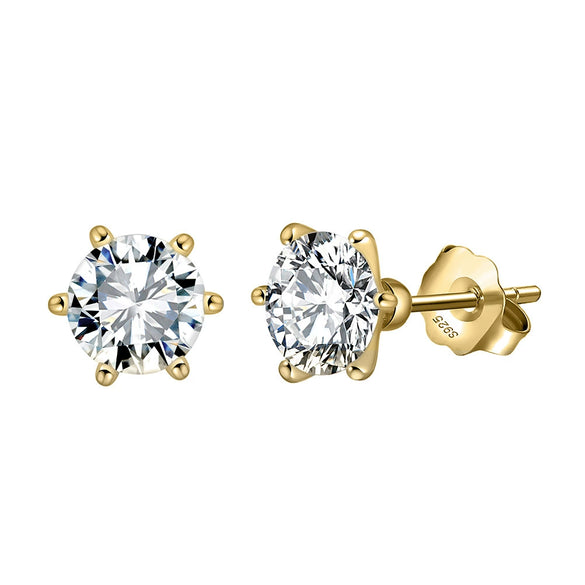 Wholesale Women's 925 Sterling Silver Flashing Antifalling Zircon Geometric Earrings With Electroplating