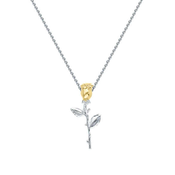 Wholesale Women's 925 Sterling Silver Flower Bouquet Rose Necklace With Electroplating Design